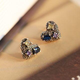 Heart Faux Crystal Sterling Silver Earring