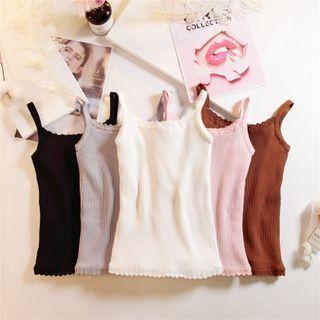 Plain Crochet Trim Knit Camisole Top