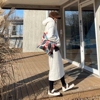 Set: Fleece-lined Hoodie + Slit-side H-line Skirt