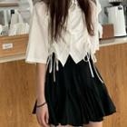 Irregular Drawstring Blouse / Pleated Ruched Skirt