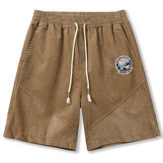 Applique Corduroy Wide Leg Shorts