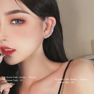 Rhinestone Ear Cuff Ear Cuff - Left Ear - Silver - One Size / 1 Pair - Earrings - Silver - One Size