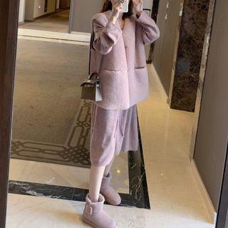 Plain Button-up Knit Dress