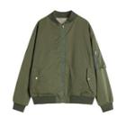 Fleece-lined Bomber Jacket Green - One Size