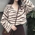 Animal Print Knit Top As Shown In Figure - One Size