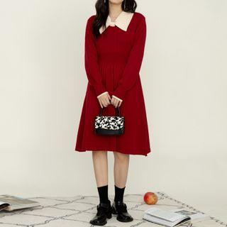 Bow Collar Knit Dress