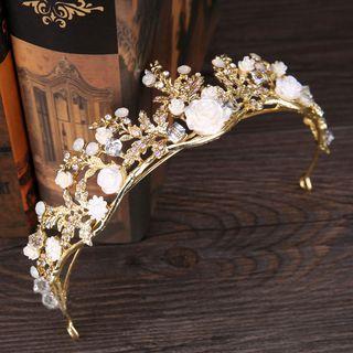 Wedding Rhinestone Tiara Light Gold - One Size