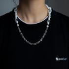 Couple Matching Faux Pearl Chain Necklace Silver - One Size