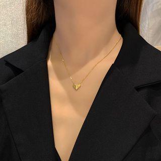 Alloy Heart Pendant Necklace X143 - Gold - One Size