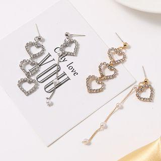 Rhinestone Heart Asymmetric Earring