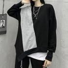 Two-tone Asymmetrical Sweatshirt Gray & Black - One Size