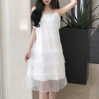 Spaghetti Strap Chiffon A-line Tiered Dress
