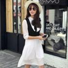 Set: 3/4-sleeve Shirtdress + Vest