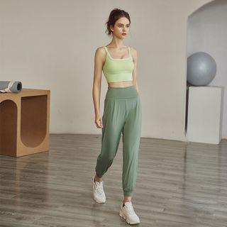 Plain Straight-cut Sports Leggings