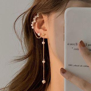 925 Silver Faux Pearl Earring Gold - One Size