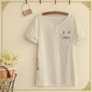 Embroidered Short-sleeve Top