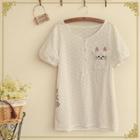 Embroidered Short-sleeve Top