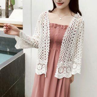 Open Front Crochet Knit Jacket
