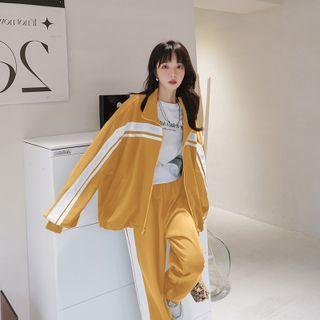 Set : Sweatshirt Jacket + Gathered Cuff Sweatpants