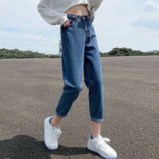 High-rise Barrel-leg Jeans