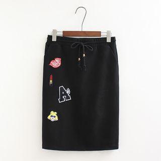 Patched Midi Skirt