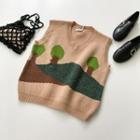 Tree Jacquard Knit Vest As Shown In Figure - One Size
