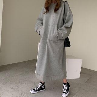 Kangaroo-pocket Long Sweatshirt Dress