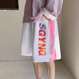 Drawstring Lettering Dyed Shorts
