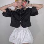 Puff-sleeve Shirt / Plain Shorts