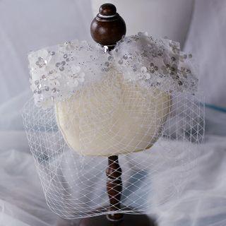 Bow Mesh Headpiece Headpiece - White - One Size
