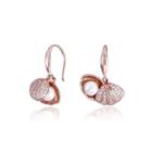 925 Sterling Silver Elegant Plated Rose Gold Shell Pearl Earrings With Austrian Element Crystal Silver - One Size