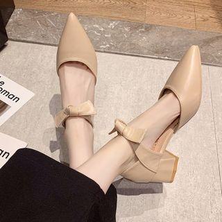 Pointy-toe Bow Chunky Heel Sandals