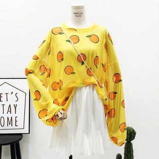 Loose-fit Printed Sheer Light Top