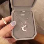 925 Sterling Silver Moon & Star Pendant Necklace Without Necklace - Package Set - One Size