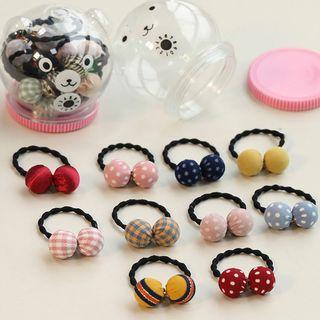 Set Of 10: Fabric Ball Hair Tie