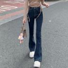 High-waist Button Denim Bell-bottom Pants