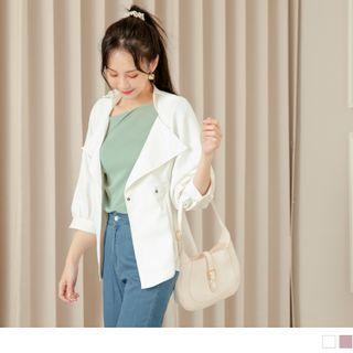 3/4 Sleeve Plain Peplum Jacket