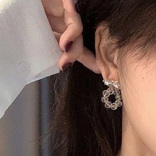 Rhinestone Bow Beaded Drop Earring 1 Pair - Gold - One Size
