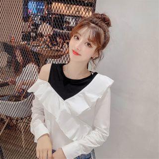 Mock Two-piece Ruffled Top