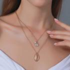 Alloy Shell Pendant Layered Necklace 3510 - 01 - Gold - One Size