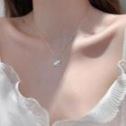 925 Sterling Silver Necklace White & Red & Blue Pendant - Silver - One Size