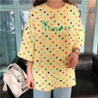 Dotted Elbow-sleeve T-shirt Yellow - One Size
