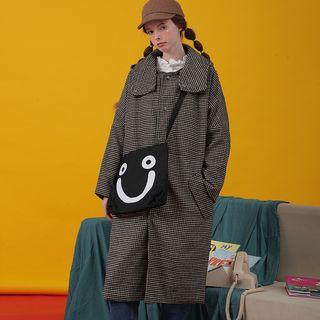 Houndstooth Checked Long Jacket