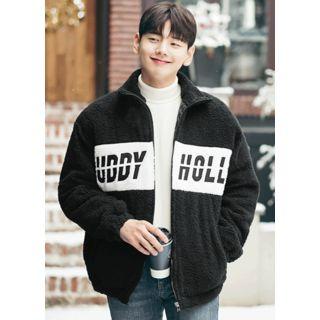 Two-tone Letter Sherpa-fleece Jacket