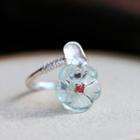 Gemstone Flower 925 Sterling Silver Ring White - One Size