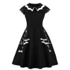 Short-sleeve Bat Print A-line Dress