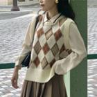 Argyle Sweater Vest Off-white - One Size