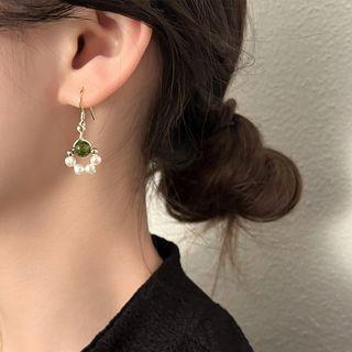 Faux Gemstone Freshwater Pearl Alloy Dangle Earring 1 Pair - Hook Earring - Faux Pearl - White - One Size