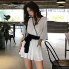 Color-block Bell-sleeve Playsuit