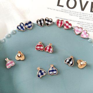 Plaid Fabric Heart Earring